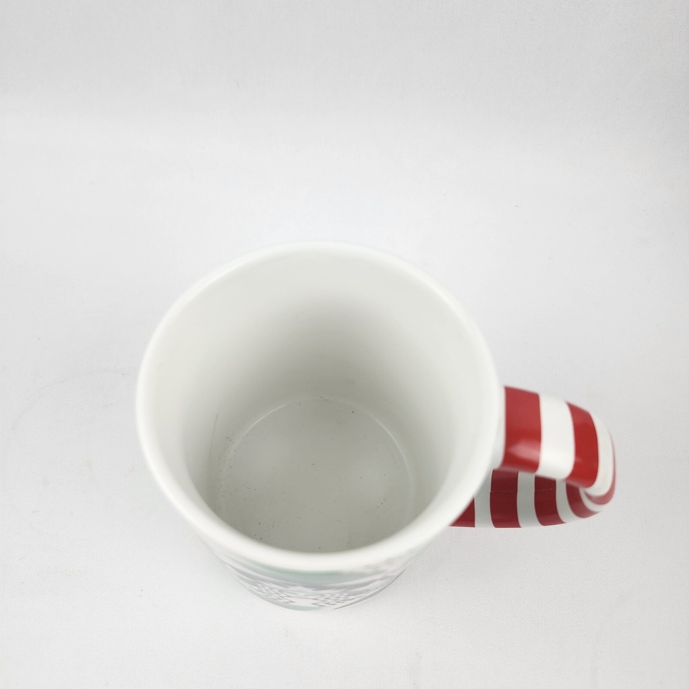 Starbucks Christmas Holiday Wreath Candy Cane Handle Coffee Tea Cup Mug 12 oz - Picture 2 of 3